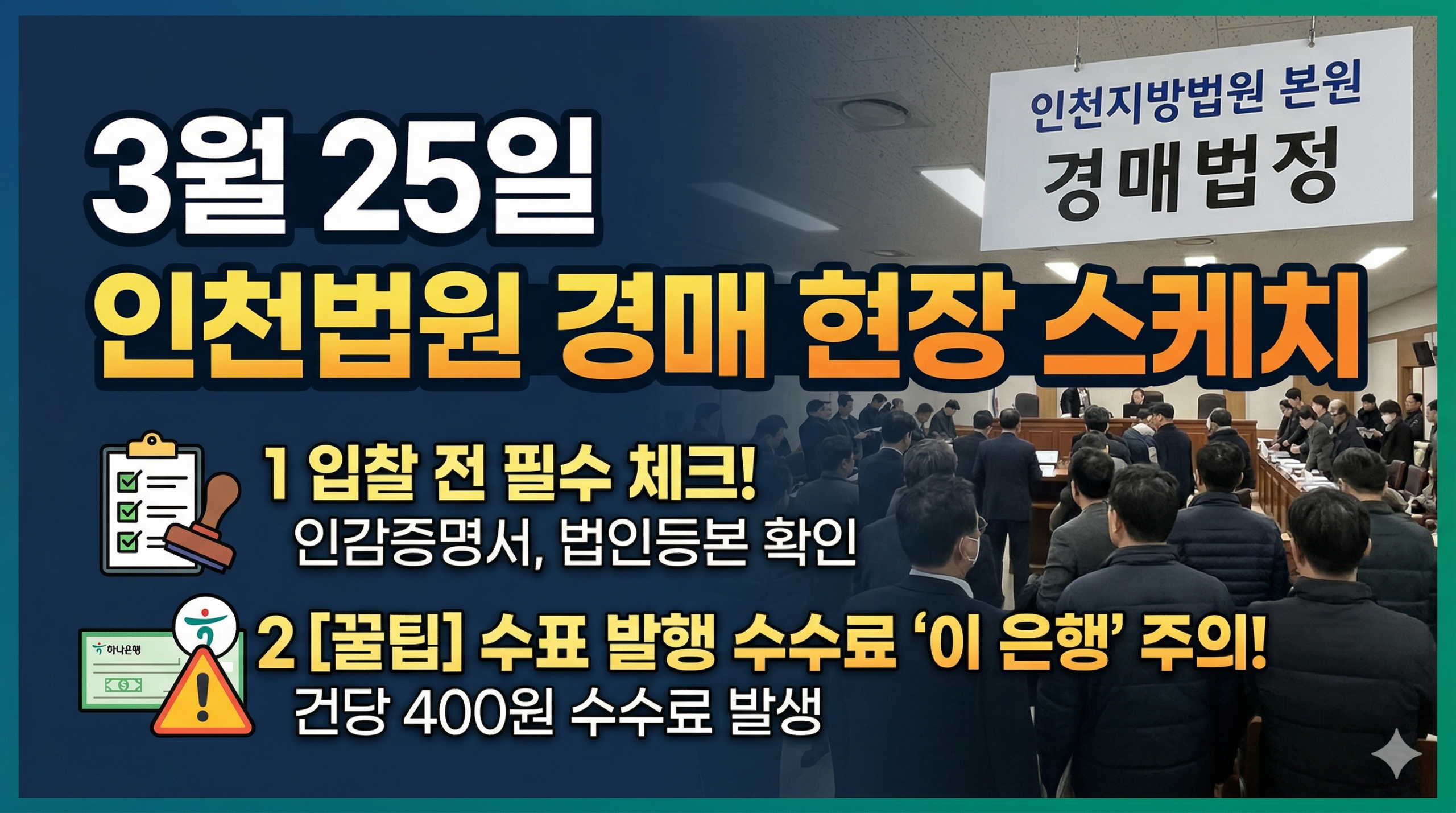 3월25일 인천법원 본원 경매현장스케치(ft.하나은행 수표발행 수수료 발생) - 경공매