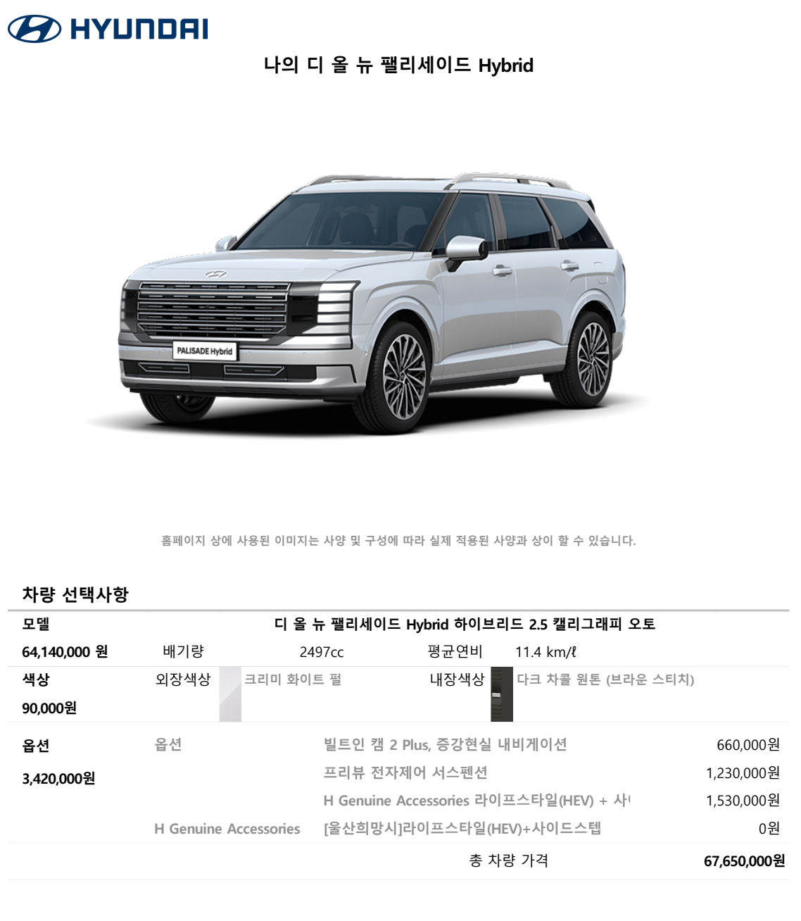 디 올 뉴 팰리세이드 Hybrid 계약 변경 - 기타