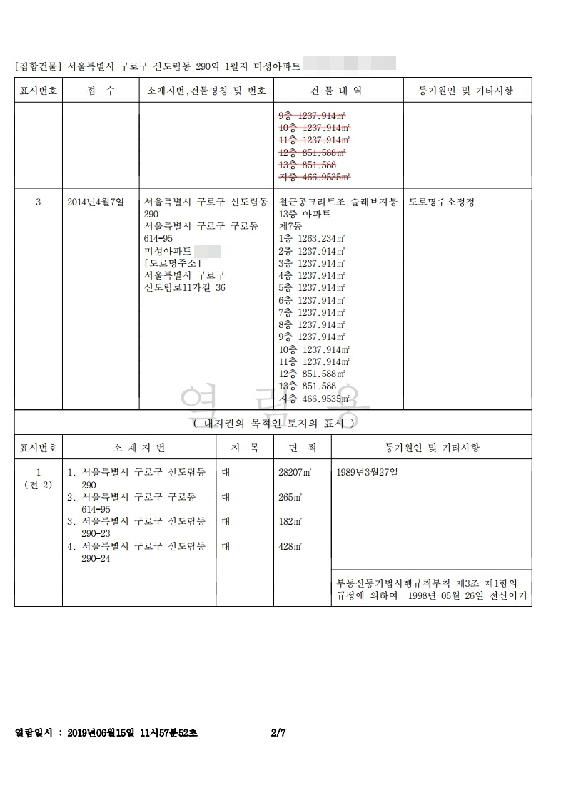 구로구 신도림동 미성아파트 - 6년간 시세차익 5억- 등기부 뜯어보기 - 부동산이야기