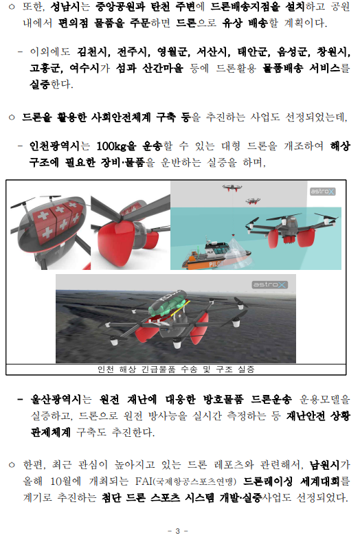 드론 배송 상용화 등 지역생활 드론서비스 본격화 - 드론