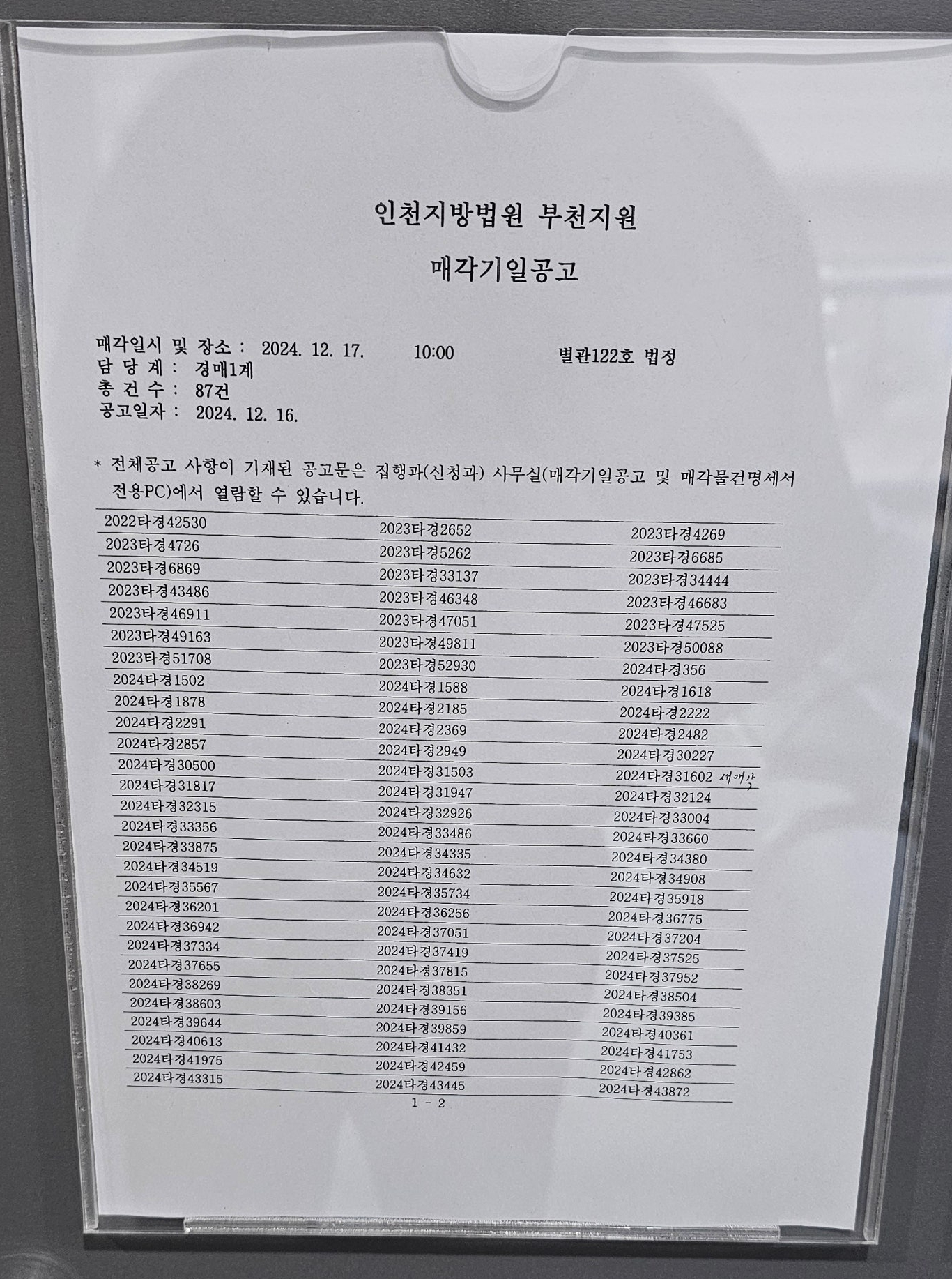 2024년12월17일 경매 법정(ft.일반인 매수대리업 제한) - 경공매