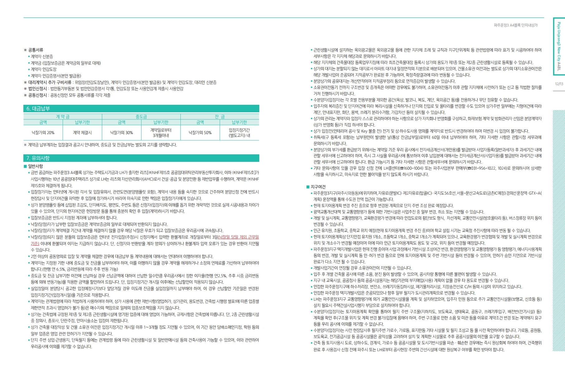 파주 운정3지구 A4블록 단지내상가 입찰 공고 - 부동산이야기
