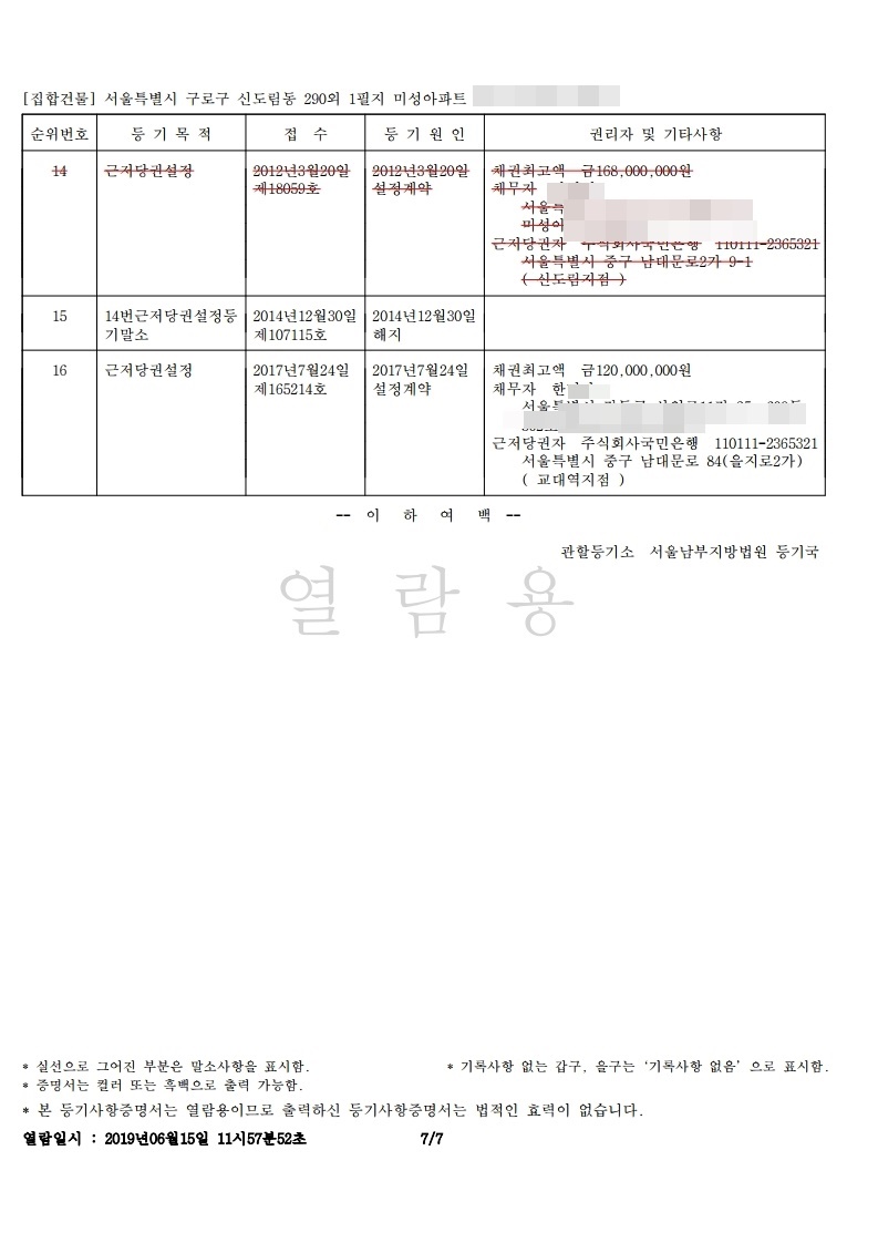 구로구 신도림동 미성아파트 - 6년간 시세차익 5억- 등기부 뜯어보기 - 부동산이야기